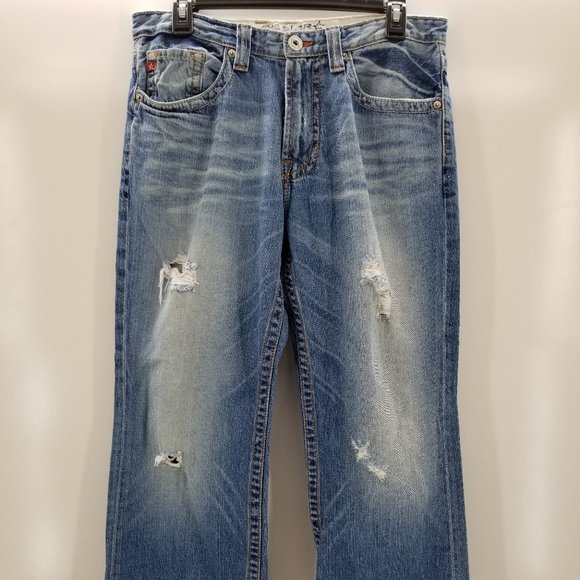 BIG STAR PIONEER Distressed Men's BUCKLE Boot Cut Denim Jeans USSz 32S (32 x 29) - Picture 1 of 7